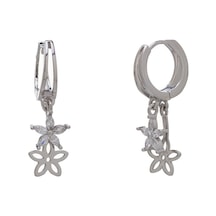 Çiçek Model-2 925 Ayar Gümüş Zirkon Taşlı Kadın Küpe Gümüş