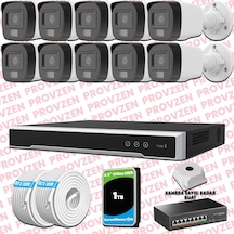 Provzen Hikvision 10 Kameralı Ip Full Hd Renkli Güvenlik Kamerası Mikrofonlu