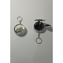 Mini Cep Küllüğü Anahtarlıklı - Taşınabilir Cep Küllüğü 5cm - İstanbul Desenli Kapaklı Metal Mini Kül Tabağı