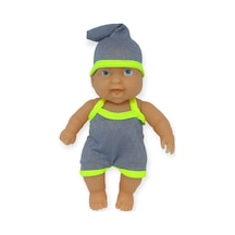 20 Cm Sevimli Et Bebek - Çıkarılabilir Neon Kıyafetli Gerçekçi Oyuncak Bebek - Gri - Sarı 1 Adet