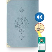 Çanta Boy Kadife Kur'An-I Kerim (Mavi. Yaldızlı. Mühürlü) N11.1285