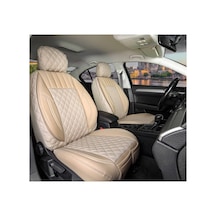 Citroen C3 Air Cros Lüks Deri Ve Kumaş Detaylı Premium 5li Oto Koltuk Kılıfı Bej 1.sınıf