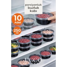 10'lu 250 Ml Kıyma Et Sos Kemik Suyu Sebze Saklama Kabı Sızdırmaz Mikrodalga Buzluk Düzenleyici Siyah