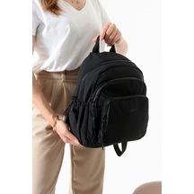 Paul Brand Kadın 3 Bölmeli Haif & Geniş Hacimli Suya Dayanıklı Klinkır Kumaş Günlük Sırt Çantası Mat1109 Siyah