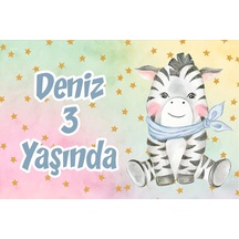 Sevimli Zebra Doğum Günü Afişi 50x70 Cm