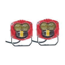 Space Offroad Sis Lambası 7.3 X 6.8 X 6.8 Cm Sarı-beyaz Kırmızı Çerçeve 12-30v Set/ Lass369-1