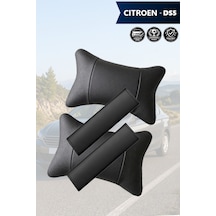Citroen Ds5 Uyumlu Set Deri Yastık Siyah Deri Kemer Koruyucu Lüks
