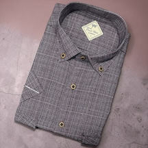 Eren Style Linen Keten Klasik %100 Cotton Kısa Kollu Terletmeyen Gömlek Bordo