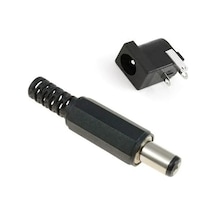 1 SET JAK FİŞ+DC ŞASE GÜC KAYNAGI SOKETİ 2,1MM ERKEK DIŞI  SET