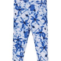 Lovetti Kız Çocuk Painterly Floral Desen Kapri 8363 Beyaz - Mavi