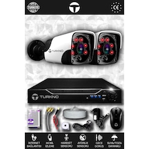 Turkno 2 Kameralı Pania 2 Dış Kamera Set HDD'siz Full HD Gece Görüşlü Güvenlik Kamerası Sistemi