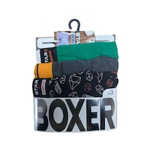 Star 105 Desenli Jakar Erkek 3'lü Kemer Boxer DESENLİ