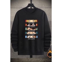 Unisex Cosplay Haikyuu Bisiklet Yaka Sweatshirt Siyah
