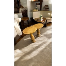 Wood Ahşap 2'li Set Konik Model Mantar Yan Sehpa Meşe Renk