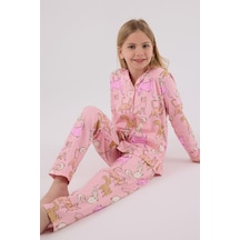 Rolypoly Kız Çocuk Pembe Gömlek Pijama Takımı 5274-48717 Pembe