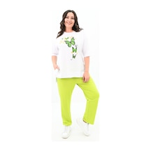 Kadın Büyük Beden Kelebek Baskı Detaylı T-shirt Takım 8114-25 001