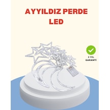 Yıldız Ay Tasarımlı Prizli Perde Led Işık İç Mekan Dekoru Renkli 00962943