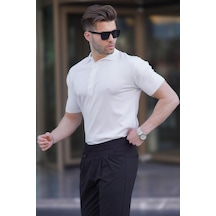 Madmext Beyaz Erkek Polo Yaka Düz Tişört 6878-beyaz Beyaz