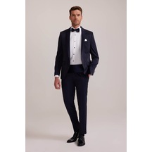 Ysf Erkek Lacivert Slim Fit Kırlangıç Yaka Damatlık