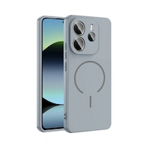 Xiaomi Redmi Note 14 4g Kılıf Magsafe Destekli Kamera Korumalı Yumuşak Silikon Pazarplus Titanyum-Gri