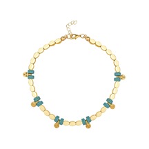 Turkuaz Taş Detaylı Gold Halhal Turkuaz