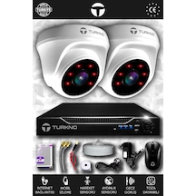 Turkno 2 Kameralı Domia 2 İç Kamera Set HDD'siz Full HD Gece Görüşlü Güvenlik Kamerası Sistemi