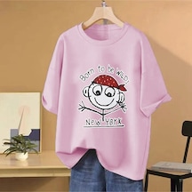 Flood Of Style Komik Doğan Olmak Vahşi New York Grafik Baskı T Shirt Erkek Kadın Rahat Tee Boy Pamuk Pembe