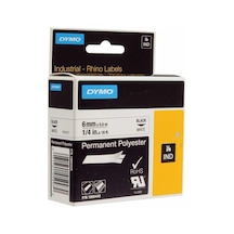 DYMO Rhino Pro Sabit Polyester Şerit 6mmx5,5m Beyaz/Siyah (180544