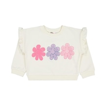 Civil Girls Renkli Papatya Baskılı 2-5 Yaş Sweatshirt Ekru