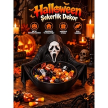 Halloween Cadılar Bayramı Dekoratif Maskeli Korku Figürlü Şekerlik Kase Masa Üstü Dekor