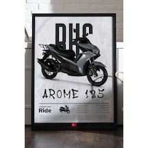 Rks Arome 125 Siyah Ahşap Çerçeveli Poster, Motosiklet Duvar Tablosu
