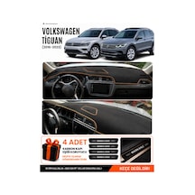 Volkswagen Tiguan 2016-2023 Uyumlu Torpido Örtüsü, Torpido Kılıfı - Siyah-kahverengi - Vw024