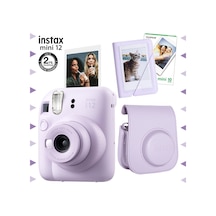 Fujifilm Instax Mini 12 Fotoğraf Makinesi + 10'lu Film + Mini Albüm + Deri Kılıf Seti Lila