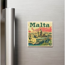 Malta Malta - Posta Pulu Temalı Ülke - Baskılı Buzdolap Magneti Kare - 9x9 Cm