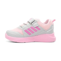 Lafonten Anatomik Taban Kız Günlük Cırtlı Çocuk Spor Ayakkabı Pembe Gri Gri - Pembe