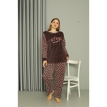 Akbeniz Welsoft Polar Kadın Büyük Beden Vizon Pijama Takımı 808046 - 6xl
