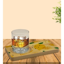 Kişiye Özel Limon Tasarımlı Doğal Ahşap Tabaklı Viski Bardağı Sun