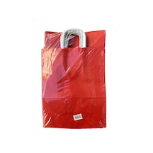 Büküm Saplı Kraft Kağıt Çanta Karton Hediyelik Poşet Torba - Kırmızı - 31x41 Cm. - 25 Adetlik 2paket