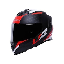 Ls2 Storm 2 Nerve Kırmızı Kapalı Motosiklet Kaskı Siyah Camlı Siyah - Beyaz