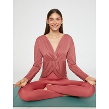 Koton Büzgü Detaylı Yoga Sweatshirt Modal Karışımlı İpeksi Dokulu Bronz 3wak10130nk 3WAK10130NKBRN
