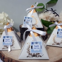 İşlemeli Piramit Modeli Karton Kutu Bebek Mevlüt Şekeri 30 Adet