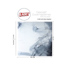 60x60 Cm Kendinden Yapışkanlı Duvar,banyo,tezgah Arası Gri-mavi Mermer-6 Adet 8039-60-6