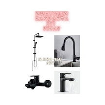 Siyah Spiralli Mutfak, Banyo Ve Lavabo Bataryası Ve Tepe Duş Seti Siyah