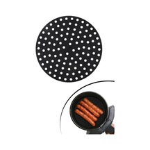 Ivory Air Fryer Silikon Pişirme Matı Yüksek Isıya Dayanıklı Kare Hava Fritözü Matı, Yapışmaz Delikli Yeniden Kullanılabilir Silikon Pişirme Altlığı Model: Ivo-sl121 Siyah, Oval 50 x 22