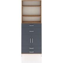 Arges Dolap 4 Raflı 4 Çekmeceli 2 Kapaklı 88x30x243 Çam-antrasit Atlas Çam
