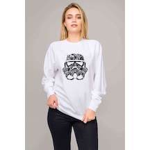 Storm Trooper Baskılı Beyaz Kadın Sweatshirt (528268652)