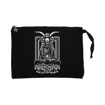 Baphomet Goat Figure Siyah Clutch Astarlı Cüzdan / El Çantası Siyah