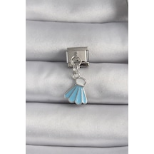 316l Çelik Gümüş Renk Mavi Renk Sallantı Elbise Model Nomination Charm Çok Renkli