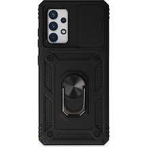 Samsung Galaxy  Uyumlu,  A72 Kılıf Pars Lens Yüzüklü Silikon - Siyah