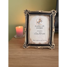 Klasik Barok Dikdörtgen Fotoğraf Çerçevesi Siyah & Eskitme Altın 15x20 Cm